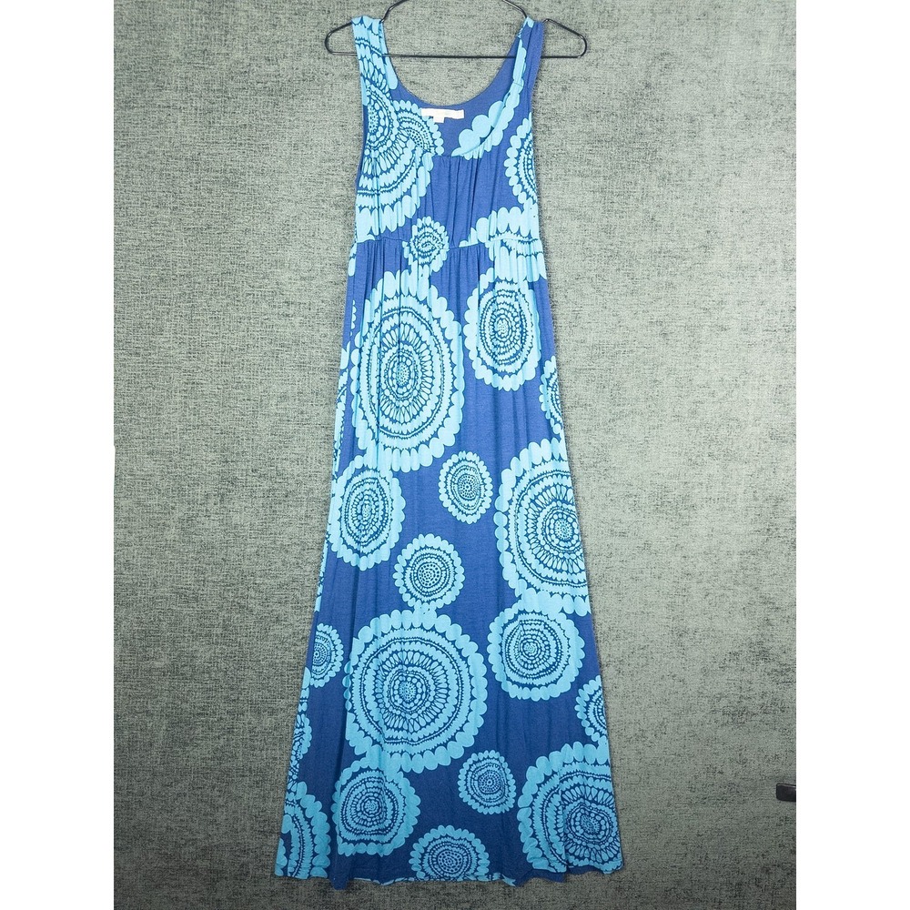 Boden Maxi Dress Womens Size 2R Blue‎ Mandala Print Sleeveless Scoop Neck Boho